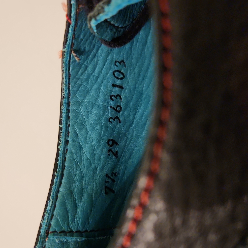 Pskaufman brogue shoes, men's 7.5, black with red contrast stitching/und… - Picture 7 of 8